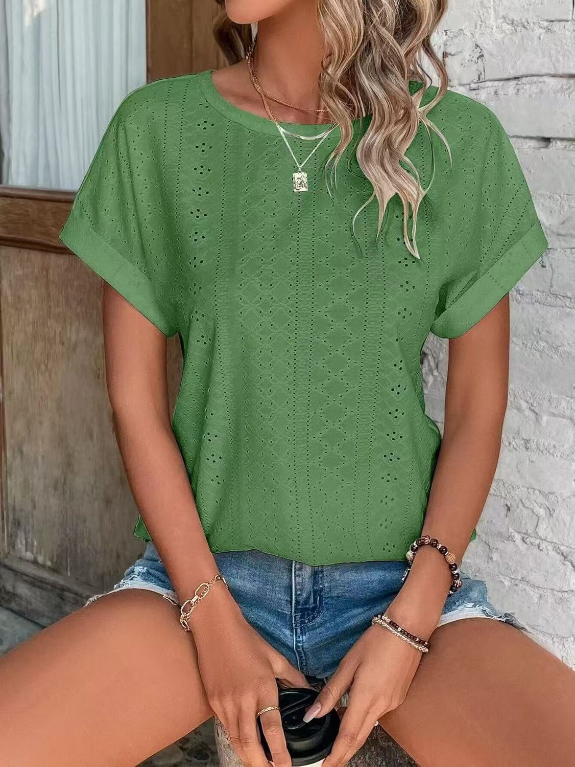 JAC22 N99 Spring Summer New Women's Casual Short-Sleeved T-Shirt Tops Short