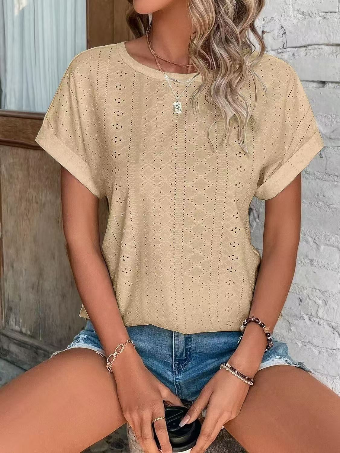 JAC22 N99 Spring Summer New Women's Casual Short-Sleeved T-Shirt Tops Short