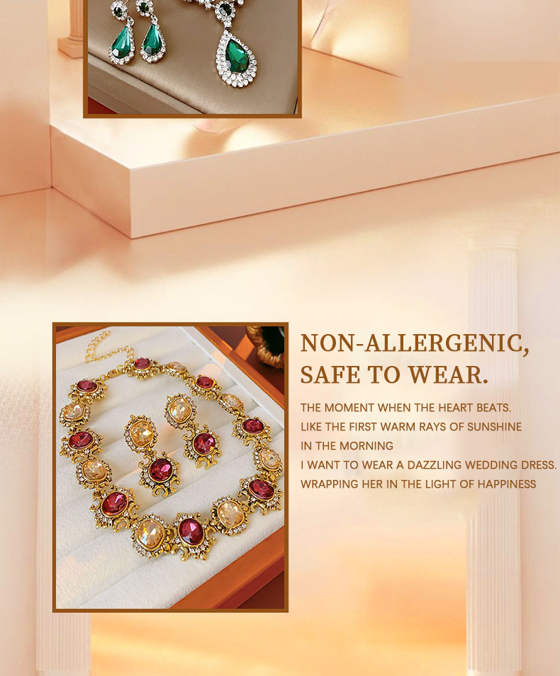Hot Sale Diamond Luxury Style Fashion Pendant Trendy High-end Accessory Necklace and Earrings Set for Women