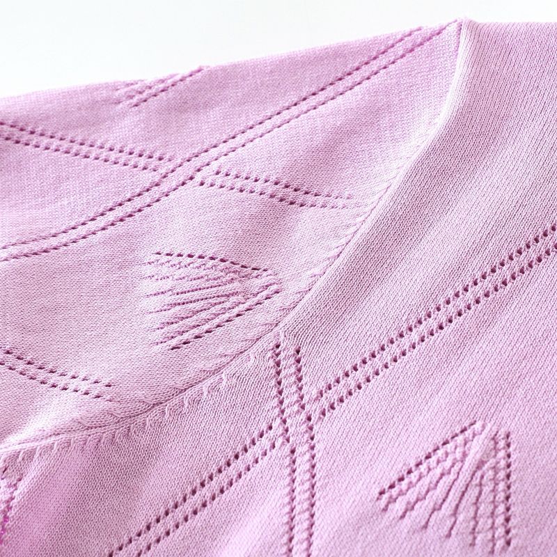 Customizable Cotton Crochet Knitted Women's Summer T-Shirt Factory's New Slim Ice Silk Top Loose Casual Short-Sleeved Design