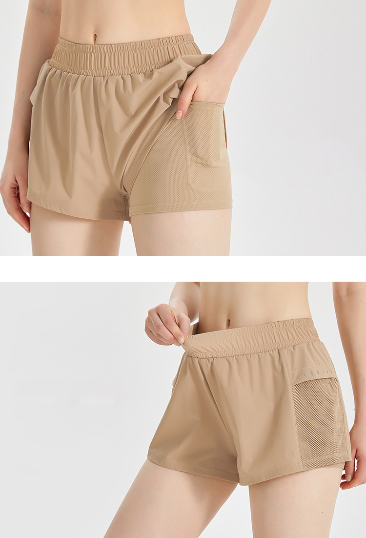 Hot Selling Women Summer Casual Mesh Loose Quick Dry Bike Running Yoga Fitness Sports Training Shorts With Pocket
