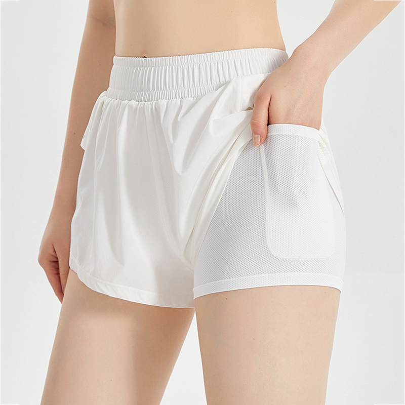 Hot Selling Women Summer Casual Mesh Loose Quick Dry Bike Running Yoga Fitness Sports Training Shorts With Pocket