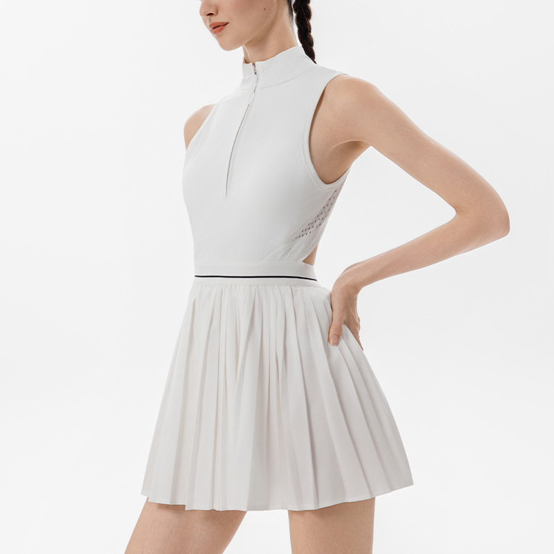 Gym Crop Top Sleeveless Golf Short Fitness Activewear Women Tennis Dress With Short Pocket Yoga Sports Skirt Set Breathable