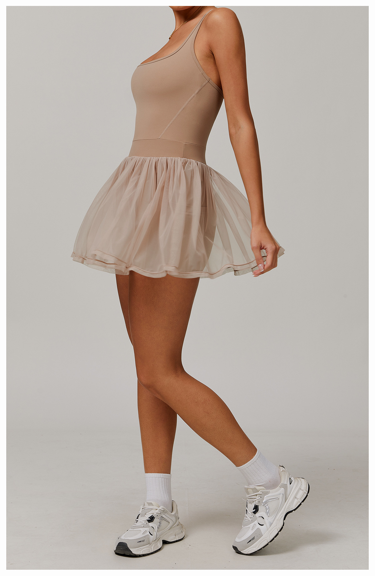 Custom Eco-friendly Recycle 2 in One Women Sportswear Custom Logo Sexy Mesh Gym Tennis Wear Golf Dress With Shorts